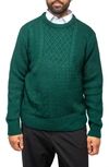 X-ray Mixed Knit Crewneck Pullover Sweater In Forest Green