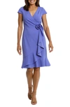 London Times Rosette Faux Wrap Flounce Dress In Very Peri