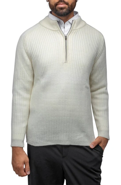 X-ray Men's Ribbed Mock Neck Quarter-zip Sweater In Off White