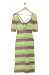 Veronica Beard Kante Striped Halter Bodycon Dress In Multi Green