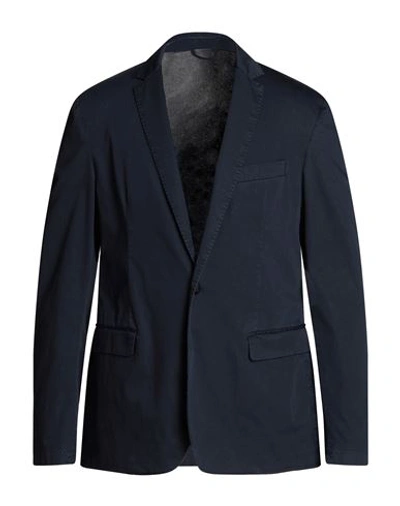 Dondup Man Blazer Midnight Blue Size 44 Cotton, Polyester, Polyamide, Elastane