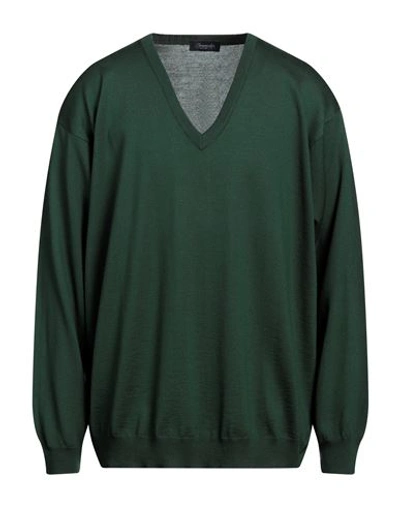 Drumohr Man Sweater Green Size 38 Merino Wool In Green