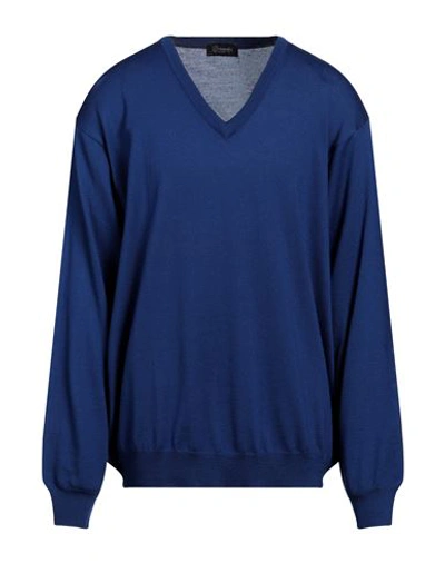 Drumohr Man Sweater Blue Size 38 Merino Wool