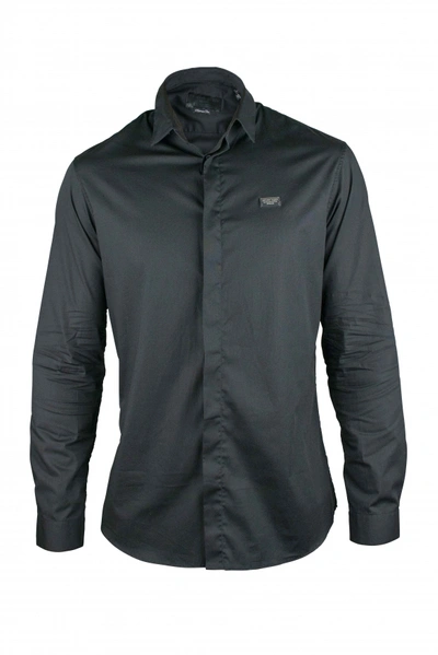 Philipp Plein Diamond Cut Ls Iconic Shirt In Black