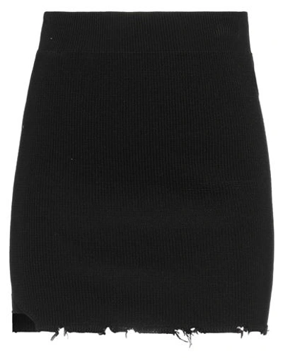 Laneus Woman Mini Skirt Black Size 6 Cotton, Polyamide