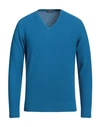 Rossopuro Man Sweater Turquoise Size 3 Wool, Cashmere In Blue