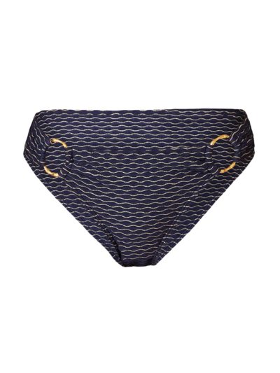 Shoshanna Women's Printed Ring Bikini Bottom In Navy Gold