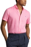 Polo Ralph Lauren Logo-embroidered Linen Shirt In Harbor Pink