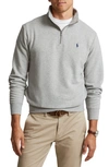 Polo Ralph Lauren Logo-embroidered Honeycomb-knit Cotton Half-zip Sweater In Andover Heather