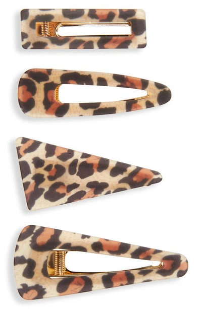 Tasha Assorted 4-pack Hair Clips In Leopard