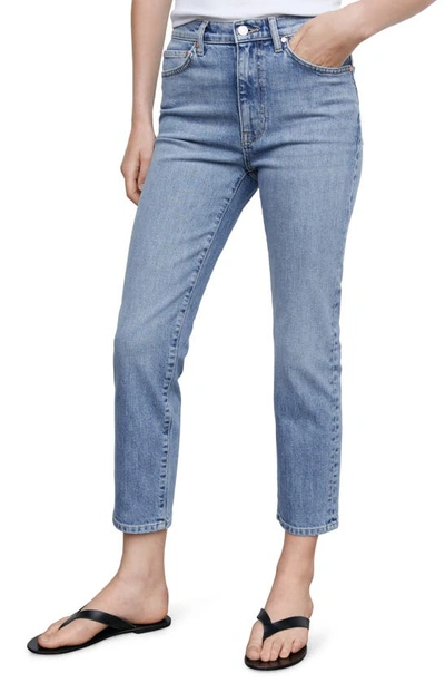 Mango High Waist Crop Slim Jeans In Medium Blue