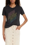 Isabel Marant Étoile Ziliani Distressed Cotton Logo Graphic T-shirt In Faded Black