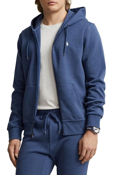 Polo Ralph Lauren Double Knit Full Zip Hoodie In Blue