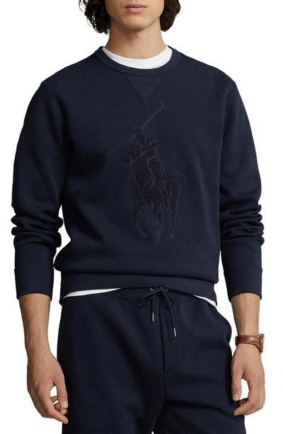 Polo Ralph Lauren Big Pony Double-knit Sweatshirt In Aviator Navy