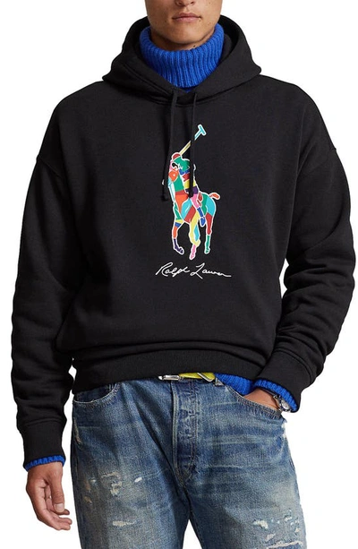 Polo Ralph Lauren Big Fit Big Pony Fleece Graphic Hoodie In Polo Black