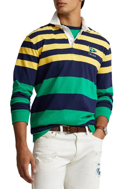 Polo Ralph Lauren Stripe Cotton Rugby Shirt In Chrome Yellow