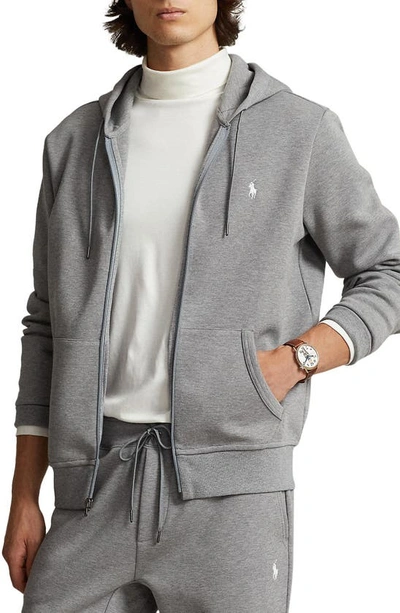 Polo Ralph Lauren Double-knit Full-zip Hoodie In Classic Grey Heather In Gray