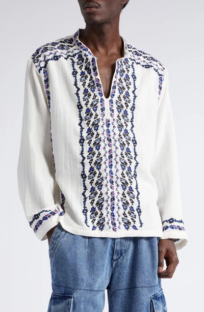 Isabel Marant Unique Embroidered Cikariah Shirt In White