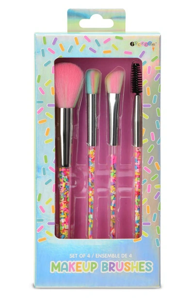 Iscream Kids' Set Of 4 Sprinkle Makeup Brushes In Pink Multi