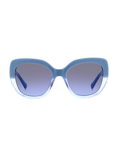 Kate Spade Winslet 55mm Gradient Round Sunglasses In Blue Grey Shaded
