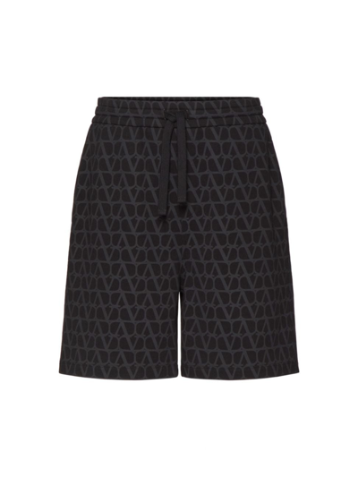 Valentino Toile Iconographe Cotton Bermuda Shorts In Black