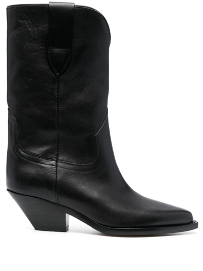 Isabel Marant Black Dahope 50 Leather Western Boots