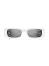 Balenciaga Logo Rectangle Acetate Sunglasses In White