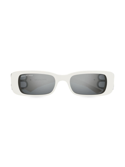 Balenciaga Logo Rectangle Acetate Sunglasses In White