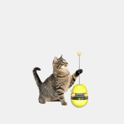Vigor Turnable Balls Feeder Cats Toy Iq Training Leak Food Slow Feeder For Pet Cat In Yellow