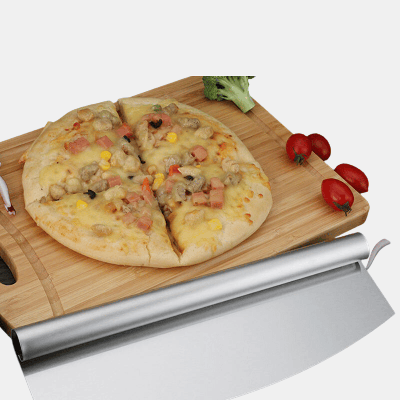 Vigor Pizza Rocker Cutter Stainless Steel Slicer Knife Sharp In Brown