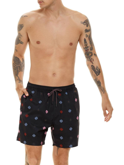 Agua Bendita Men's Diving Into Dreams Joe Embroidered Swim Trunks In Neutral