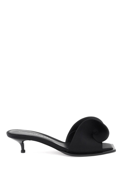 Alexander Mcqueen Mules With Silk Detail In Black