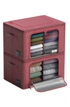 Sorbus Set Of 2 Stackable Foldable Organizer Bins In Pink