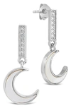 STERLING FOREVER VALERIA CUBIC ZIRCONIA & MOTHER-OF-PEARL MOON DROP EARRINGS