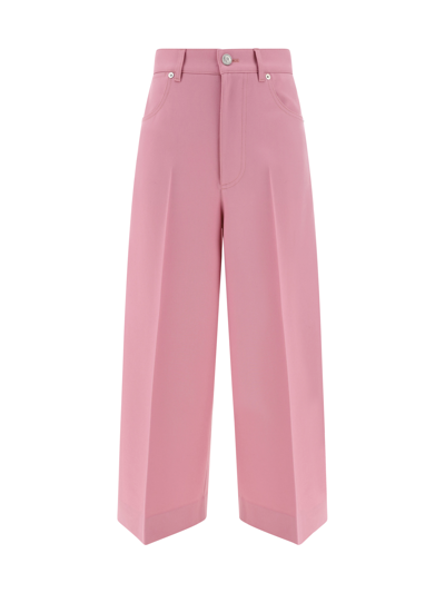 Gucci Pleated Wool Wide Pants In Dream Candy