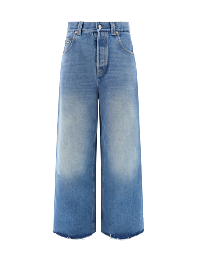 Gucci Organic Cotton Flared Denim Jeans In Blue/mix