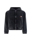 Alexander Wang Velvet Hooded Cropped Top With Front Pockets In Washed Pepper