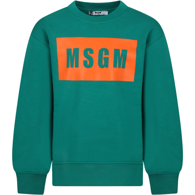 Msgm Kids' Green Sweatshirt For Girl With Logo