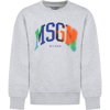 Msgm Printed Logo Cotton Sweatshirt In Grey