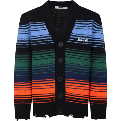 Msgm Kids' Multicolor Cardigan For Girl With Logo
