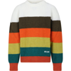 Msgm Stripe-pattern Colour-block Jumper In Multicolor