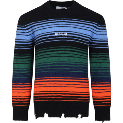 Msgm Kids' Multicolored Sweater For Boy With Logo