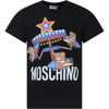 MOSCHINO BLACK T-SHIRT FOR KIDS WITH TEDDY BEARS PRINT