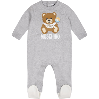 Moschino Grey Babygrow For Baby Kids With Teddy Bear
