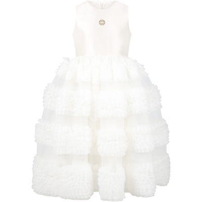 Elie Saab Kids' White Dress For Girl With Logo