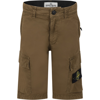 STONE ISLAND JUNIOR GREEN SHORTS FOR BOY WITH ICONIC COMPASS