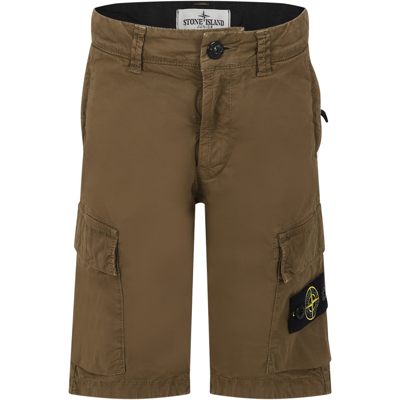 Stone Island Junior Kids' Green Shorts For Boy With Iconic Compass