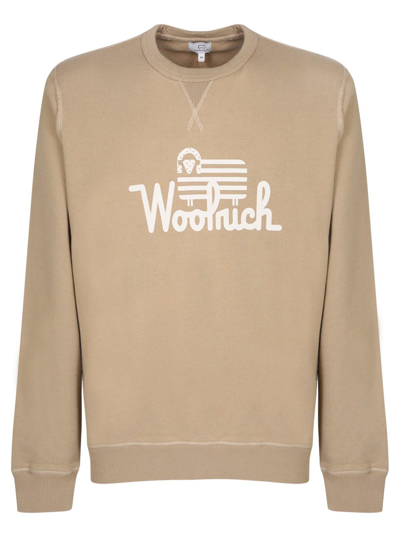 Woolrich Logo-print Organic-cotton Sweatshirt In Brown