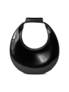 Staud Crescent-shaped Shoulder Bag In Glossy Black Leather In Black