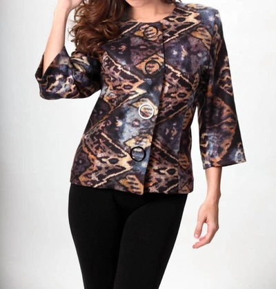 Angel Tribal Snap-front Cardigan In Black Multi In Purple